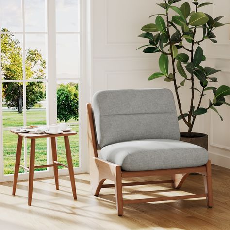 Buy Andeworld Modern Linen Accent chairs,Upholstered Armless Living Room chairs(Grey) at Walmart.com Accent Chair Kitchen Corner, Armless Chair Living Room, Dressing Chair, Coffee Chairs, Sitting Chair, Reading Spot, Living Room Chair, Cozy Chair, Kitchen Corner