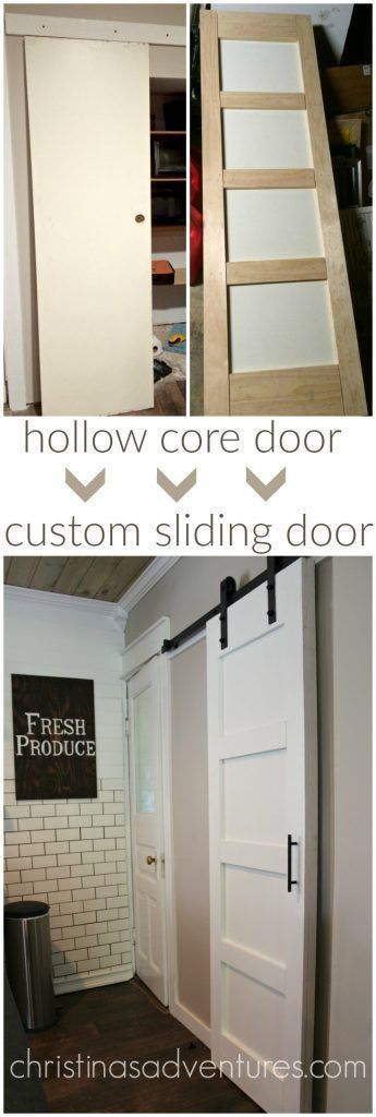 DIY Sliding Barn Door- great tutorial for how to turn a $10 hollow core door to a custom sliding door. Perfect to add some farmhouse style to your home! Custom Sliding Doors, Diy Sliding Barn Door, Hollow Core Doors, Wood Barn, Bathroom Modern, Diy Barn Door, Diy Farmhouse Decor, Door Makeover, Interior Barn Doors