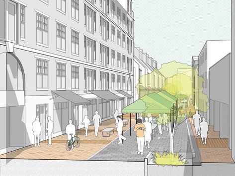 Pedestrian Street Design, Streetscape Design, Urban Design Diagram, Urban Analysis, Essex Street, Urban Design Graphics, Presentation Boards, Concept Models Architecture, Pedestrian Street