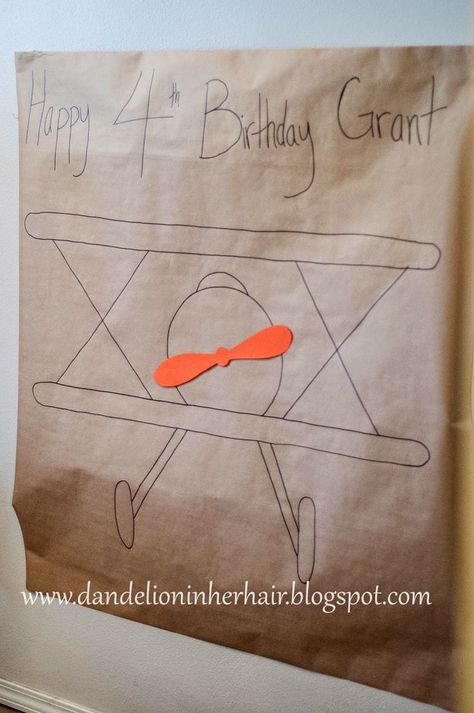 Pin the propeller on the airplane! Simple Birthday party game. Pin The Propeller On The Plane, Airplane Birthday Party Games, Airplane Vbs, Paper Airplane Party, Helicopter Party, Disney Party Games, Disney Planes Birthday, Helicopter Birthday, Aviation Party