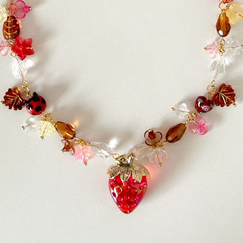 berry bliss – featuring a playful mix of strawberry and a lucky ladybug charm 🍓🐞🍁 available on etsy or dm to purchase 🤎✨ #handmadewithlove #necklace #beadedjewelry #cottagecore #fallvibes #smallbusiness Strawberry Ladybugs, Lucky Ladybug, Fall Vibes, Diy Jewelry, Berry, Beaded Jewelry, Quick Saves, Beaded Jewellery, Diy Jewellery