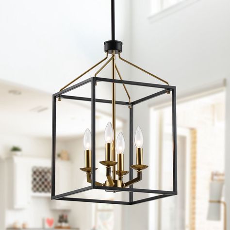 Black Hanging Light Fixtures, Black And Gold Foyer Light, Black And Gold Island Pendants, Entry Way Lighting High Ceiling, Black And Gold Pendant Light Kitchen, Black Pendant Lights Over Island, Black And Gold Light Fixture, Black And Gold Pendant Light, Black And Brass Lighting