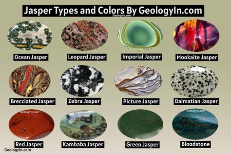 Jasper - Types and varieties of Jasper (Photos) - Geology In Jasper Types, Sedimentary Rock Formation, Metamorphic Rocks, Sedimentary Rocks, Types Of Opals, Green Jasper, Dalmatian Jasper, Crystal Geode, Beautiful Dark Art