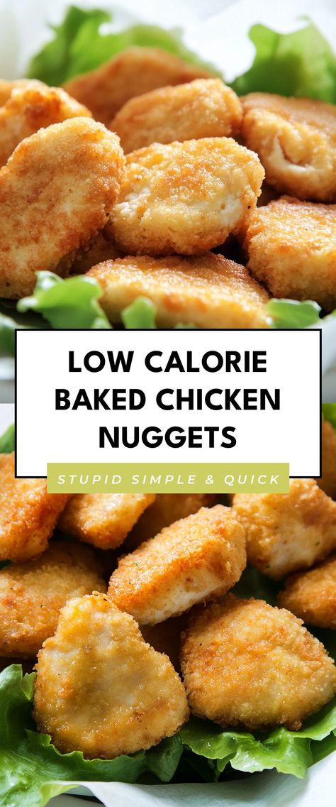 Image for Low Calorie Baked Chicken Nuggets Yummy Low Calorie Snacks, Low Calorie Chicken Nuggets, Low Calorie Baked Chicken, Chik Fil A Chicken, Super Low Calorie Recipes, Low Cal Dinner, Low Calorie Baking, Super Low Calorie, Low Calorie Chicken