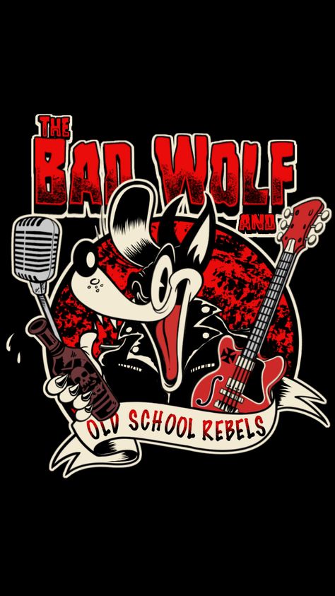 Rockabilly Artwork, Music Tshirt, Classic Music, Wolf T Shirt, Bad Wolf, Lone Wolf, Set Vintage, Hot Rods, Vintage Posters