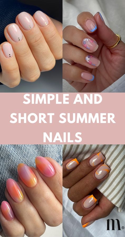 Dive into summer with beach-ready simple, cute nail designs! Discover super fun ideas for every summer adventure. Keep it chic with easy designs. Save this pin for later! Simple Vacation Nails Almond, Short Nail Manicure Ideas Simple, Beach Short Nails, Simple Cute Nail Designs, Summer Boho Nails, Simple Short Summer Nails, Short Summer Nails 2024 Simple, Short Nails Design Ideas 2024 Summer, Simple Beach Nails