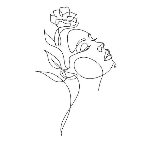 Woman Flower Drawing, Make Up Artist Logo, Women Line Art, Woman Line Art, Esthetician Tattoo Ideas, African American Art Women, Embroidered Canvas Art, Face Outline, Line Art Flowers