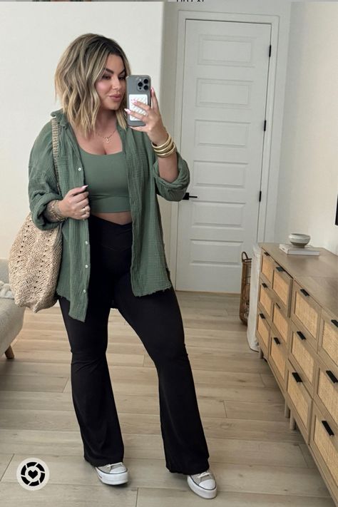 Aerie outfit inspo      Bra xl  Shirt L  Pants L 32 length I’m 5’5 and these are perfect length with a platform sneaker or sandal.  Use code shayna10 on Miranda Frye to save $  #casualoutfit #midsize #amazon #amazonfashion #ootd #sale  Follow my shop @shaynaslife on the @shop.LTK app to shop this post and get my exclusive app-only content!  #liketkit #LTKstyletip #LTKfindsunder100 #LTKmidsize @shop.ltk https://liketk.it/4EjT7 Fall Mid Size Outfits 2024, Summer Modest Outfits Plus Size, Aerie Fall Outfits, Late 30s Fashion Outfits Women Fall, Mid Size Athletic Outfits, Plus Size Outfits With Shorts, Casual Mid Size Summer Outfits, Trendy Midsize Outfits, Fall Teacher Outfits Plus Size