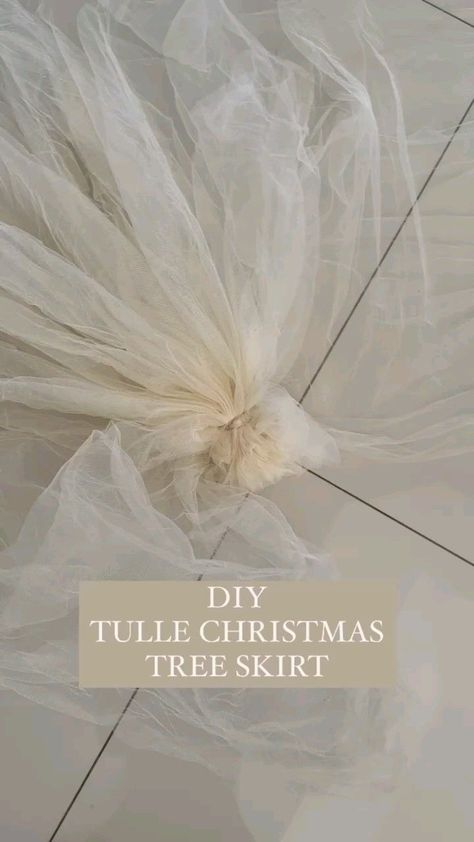 Tutu Tree Skirt Christmas, How To Add Tulle To Christmas Tree, Diy Tulle Tree, Tutu Tree Skirt, Making A Tree Skirt, White Tree Skirt Ideas, White Tinsel Christmas Tree, Christmas Tulle Decorations, Christmas Tree Ideas Tinsel