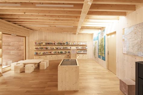 Tourist Office Design, Indoor Trellis, Larch Cladding, Tourist Office, Different Types Of Wood, Stone Architecture, Rural Area, Paving Stones, Timber Framing