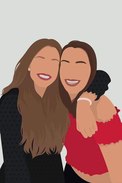 Two Best Friends Illustration Art, How To Make Faceless Portrait, Family Photo Illustration, Cute Faceless Photo Drawing, Faceless Girl Drawing, Faceless Painting Portraits, Friend Illustration Art, Illustration Art Family, Woman Illustration Minimalist