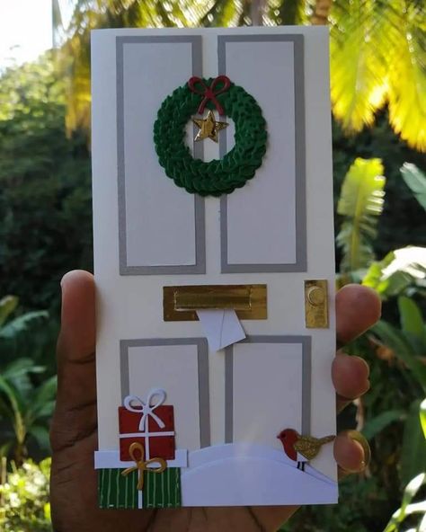 Diy Christmas Front Door, Christmas Front Door Decorations, Front Door Decorations, Door Card, Christmas Front Door, Atv Riding, Christmas Front Doors, Christmas Card Art, Homemade Christmas Cards