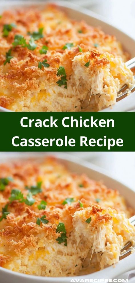 Discover the ultimate comfort food with this Crack Chicken Casserole Recipe! Its rich flavors and creamy texture create a satisfying meal that’s perfect for gatherings or cozy family dinners. Easy to make, too! Creamy Chicken Casserole, Chicken Casserole Recipe, Yummy Casserole Recipes, Hearty Casseroles, Ground Beef Casserole, Comfort Dishes, Easy Casserole Recipes, Chicken Recipes Casserole, Easy Casserole