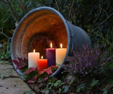 After the last whisper of summer disappears, Autumn arrives like a sigh... Here are some of my favorite glimpses of autumn, expre... Candle Diy, Deco Floral, Home Candles, Backyard Oasis, Outdoor Projects, Dream Garden, Garden Lighting, Autumn Home, Beautiful Decor