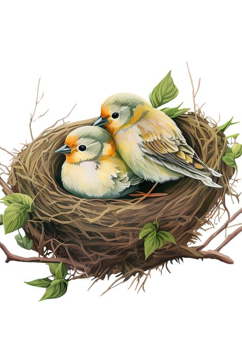 Bird Nest Painting Acrylic, Cute Birds Pics, Birds Nest Drawing, Bird Nest Drawing, Nest Pictures, Bird Nest Art, Nest Drawing, Bird In A Nest, Birds In A Nest