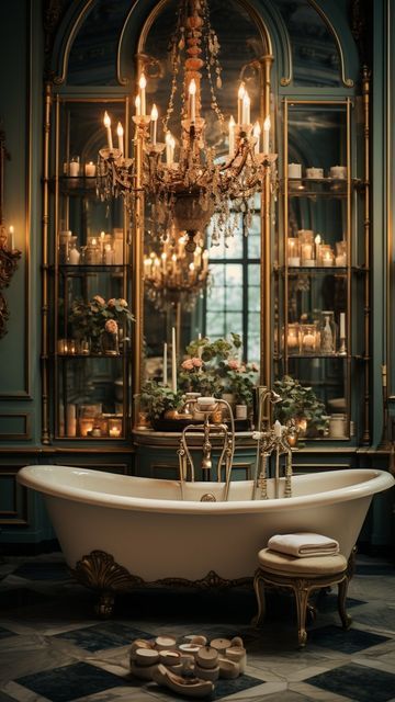 Clawfoot Tub Ideas, European Interior Design, French Glam, Old House Design, Clawfoot Tubs, French Chateau Style, Interior Brick, Bathroom Interior Design Modern, Fairytale Decor