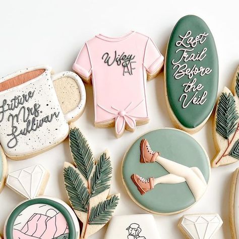 Kelsey Fuhrmann on Instagram: "More bachelorette cookies, please!! 😍 These cuties are off to Colorado for Ciara’s Last Trail Before the Veil 🏔️💍" Last Trail Before The Veil Cookies, Camp Bachelorette Cookies, Last Trail Before The Veil Bachelorette, Bachelorette Sugar Cookies, Denver Bachelorette, Camp Cookies, 2024 Cookies, Bachelorette Party Cookies, Last Trail Before The Veil