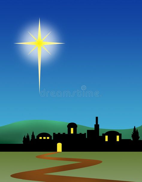 The Star Of Bethlehem, Bethlehem Christmas, Sky Illustration, Nativity Silhouette, Christmas Lesson, Window Drawing, Christmas Window Display, Star Of Bethlehem, Christmas Nativity Scene