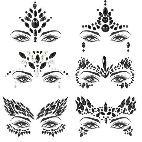 Festival Face Gems, Festival Face Jewels, Temporary Face Tattoos, Face Rhinestones, Jewel Tattoo, Rhinestone Costumes, Festival Face, Rhinestone Sticker, Face Gems