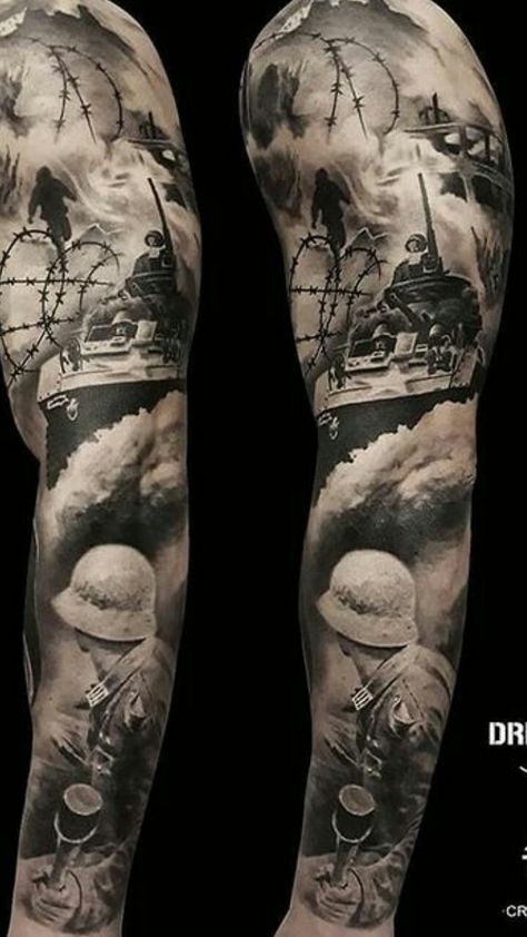 Ww11 Tattoos, Vietnam Memorial Tattoo, Ww1 Tattoo Ideas, D Day Tattoo, Ww1 Tattoo, Wwii Tattoos, Ww2 Tattoo Ideas, British Army Tattoo, Soldier Tattoo Design