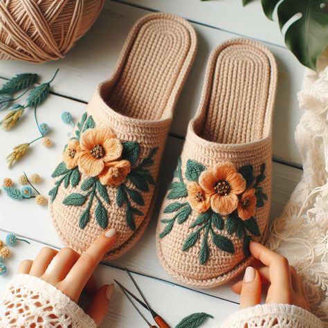 Abaya Designs Dubai, Slippers Design, Crochet Flats, Embroidered Crochet, Summer Slippers, Designer Slippers, Abaya Designs, Summer Flats, Crochet Shoes