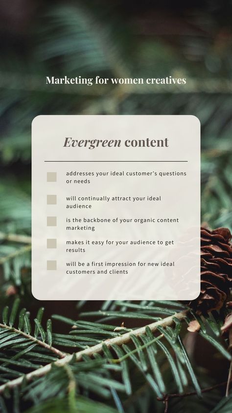 Evergreen content is an answer to your ideal customer’s questions or needs. It provides timeless value on a topic that your audience is always interested in, regardless of the years or the season. That’s what makes it evergreen; it’s never going to go out of style (or, at least, not any time soon!). Content For Small Business, Evergreen Content, Seo Techniques, Ideal Customer, Marketing Campaigns, Marketing Plan, Content Creation, Media Post, Go Out