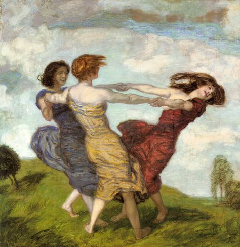 Printemps . Franz von Stuck Franz Stuck, Ludwig Meidner, Franz Von Stuck, Circle Dance, 3 Graces, The Three Graces, Three Graces, Three Sisters, Pics Art