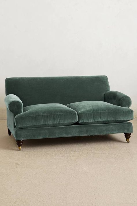 Willoughby Settee Velvet Settee, Small Sectional Sofa, Green Couch, Green Velvet Sofa, Velvet Couch, Green Sofa, Beautiful Sofas, Contemporary Sofa, Take A Seat