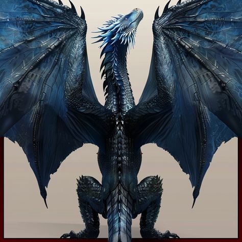 Navy Blue Dragon, Black And Blue Dragon, Dark Blue Dragon, Blue Wyvern, Fantasy Beasts, Prussian Blue, Dragon Artwork, Blue Dragon, Dragon Drawing