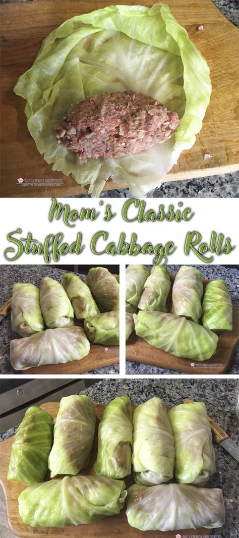 Mom's Classic Stuffed Cabbage Rolls - The Best Recipe! Stuffed Cabbage Rolls, Cabbage Rolls Recipe, Stuffed Cabbage, Pudding Desserts, Cabbage Rolls, Cabbage Recipes, Beef Dishes, Veggie Dishes, Ground Beef Recipes