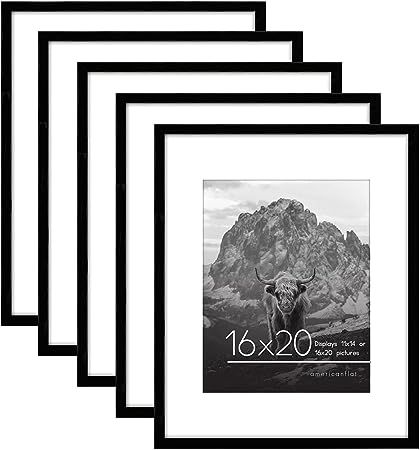 Amazon.com - Americanflat 16x20 Picture Frame in Black - Set of 5 - Use as 11x14 Picture Frame with Mat or 16x20 Frame Without Mat - Plexiglass Cover, Sawtooth Hanging Hardware for Horizontal or Vertical Display New House Decorating Ideas, 11x14 Picture Frame, Gallery Wall Frame Set, Wall Frame Set, 16x20 Frame, Gallery Frames, House Decorating Ideas, Collage Picture Frames, Studio Gallery