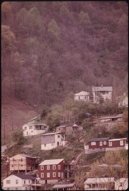 Houses Perched on a Hillside in Logan, West Virginia. Many Homes Are Built on Hilly Ground Because Flat Land in the Valleys Is at a Premium. Appalachian History, West Virginia Mountains, West Va, West Virginia History, Logan County, Coal Miners, Country Roads Take Me Home, Still Picture, Virginia Homes