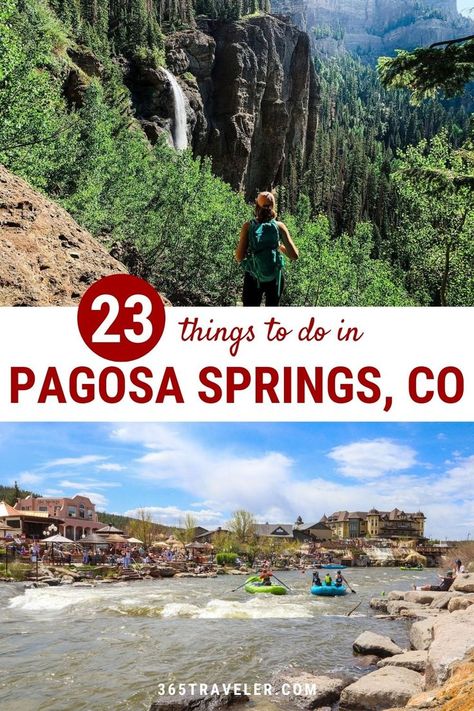 If you’re looking for a place where you can both play and relax any time of year, look no further than Pagosa Springs, Colorado! This gorgeous mountain town is most well-known for its impressive collection of hot springs, but it's full of all sorts of outdoor adventures. Here are 23 of the best things to do in Pagosa Springs that you're going to love! Things To Do In Pagosa Springs Colorado, Pagoda Springs Colorado, 7 Falls Colorado Springs, Pagosa Springs Colorado Fall, Pagosa Springs Colorado Summer, Pagosa Springs Colorado Winter, Spring Break Colorado, Colorado Springs Things To Do, Hot Springs Colorado