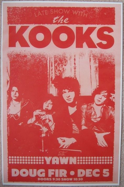 Gig Posters Design, Posters Music, Indie Movie Posters, Music Wallpapers, Movie Posters For Sale, Poster Club, Vintage Music Posters, The Kooks, Gig Poster