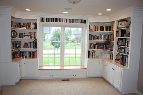 https://foter.com/corner-cabinet-bookcase Custom Bookshelves, Office Bookshelves, Corner Bookshelves, Window Seats, Bookshelves Diy, Home Libraries, Built In Bookcase, Bedroom Windows, A Living Room