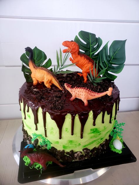 Volcano Cake, Dino Cake, Dinosaur Birthday Cakes, 3rd Birthday Cakes, Dinosaur Cake, Chocolate Drip, Oreo Cake, Wafer Paper, Cupcake Cake