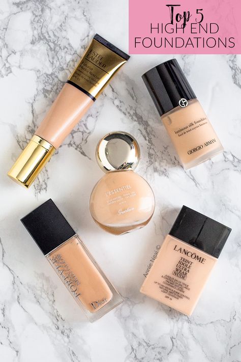 Today I'm sharing my Top 5 High End Foundations for all skin types! It's taken months to test them all, but I'm finally ready to break down just why they're SO good! #top5 #luxurymakeup #highendmakeup #foundationreviews #bestfoundations #bestof #beautyreviewer Glow Foundation, Beauty Tips For Face, Beauty Tips For Hair, High End Makeup, Luxury Makeup, Top Beauty Products, Organic Skin Care, All Things Beauty, Beauty Care