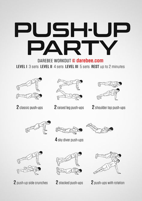 Push-Up Party Workout Push Hypertrophy Workout, Tarzan Workout, Push Ups Workout, Chest Workout For Men, Workout Men, Superhero Workout, Military Workout, Push Up Workout, Workout Routine For Men