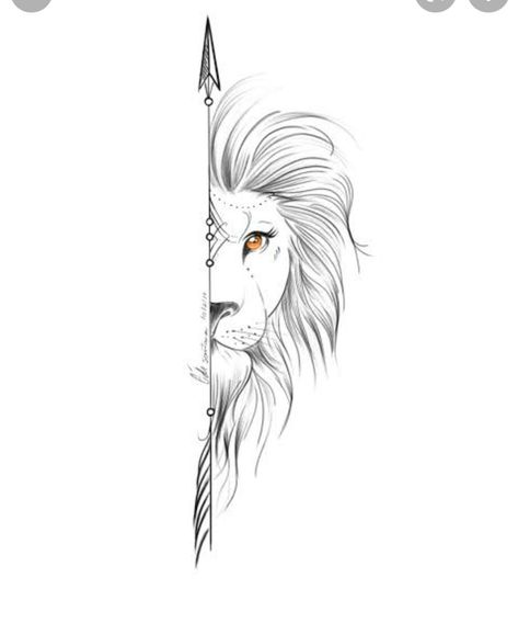 Arrow With Lion Tattoo, Lionheart Tattoo, Fine Line Lion Tattoo, Word Tattoo Ideas, Bicep Tattoo Men, Tattoo Pics, Health Tattoo, Word Tattoo, Lion Head Tattoos