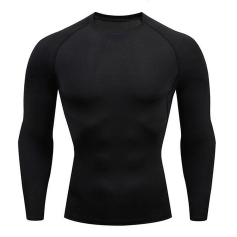 Dri Fit Rash Guard Compression Shirt, Jogging, Gym, Running, Long Sleeve, T Shirt, Black