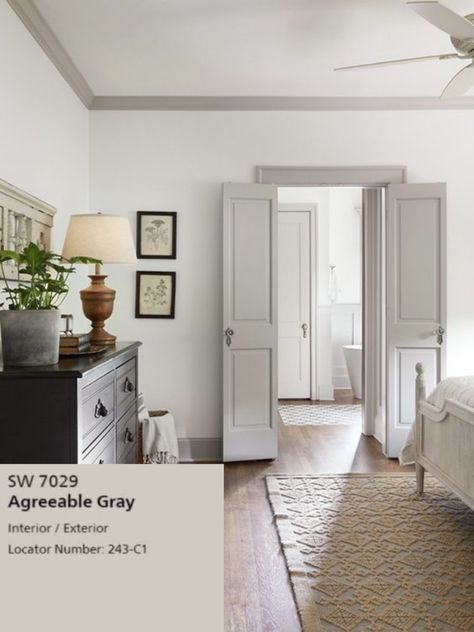 White Walls Darker Trim, Light Walls Darker Trim, Interior Door Colors, Painted Interior Doors, Dark Trim, White Molding, Craftsman Interior, Shade Of Gray, Trim Colors