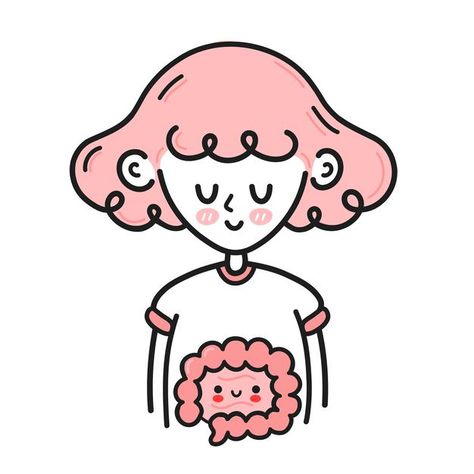 Gut Drawing, Intestines Drawing, Healthy Cartoon, Healthy Drawing, Healthy Gut Recipes, Beauty Drawings, Happy Gut, Doodle Characters, Children Sketch