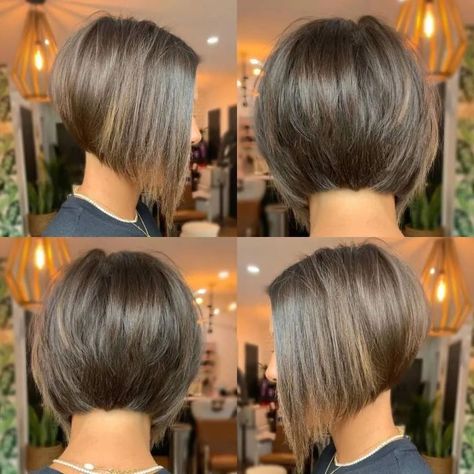 Soft Stacked Bob for Fine Hair Kort Bob, Trendy Short Hairstyles, Angled Bob Haircuts, Angled Bob Hairstyles, Fine Curly Hair, Stacked Bob Haircut, Bob Haircut For Fine Hair, Bob Hairstyles For Fine Hair, Hair Bob