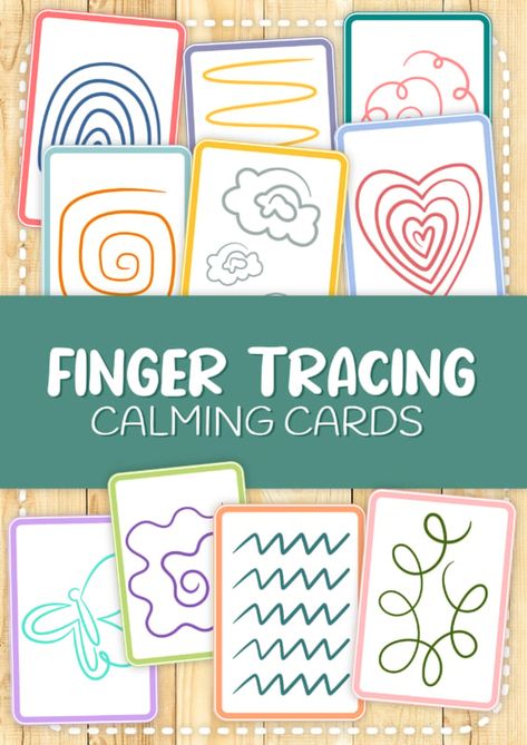 Finger Tracing Calming Cards via @lisalightner Daycare Calm Down Corner, The Calm Classroom, Calm Down Activities For Preschool, Home Calm Down Corner, Sensory Calming Corner, Calm Activities For Kids, Calm Corner At Home, Calm Down Corner Free Printables, Finger Tracing Calming Cards