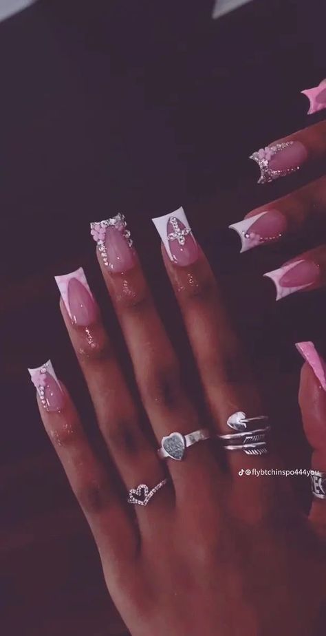 Acrylic Toe Nails, Hard Nails, Nails Cute, Colored Acrylic Nails, Girly Acrylic Nails, French Tip Acrylic Nails, Cute Acrylic Nail Designs, Her Nails, Glow Nails