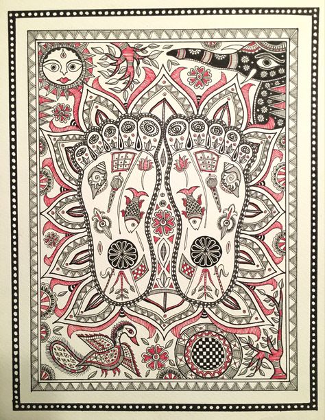 God Madhubani Paintings, Mithila Kohbar Painting, Maa Kali Madhubani Painting, Madhubani Dashavatar, Madhubani Paintings Peacock, Godna Style Madhubani Painting, Mithila Art, Phad Painting, Mithila Painting