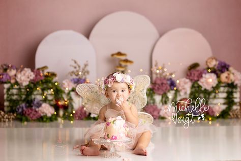 Fairy Cake Smash Photography, Cake Smash Fairy Theme, Fairy Smash Cake Photoshoot, Fairy Theme Smash Cake, My Fairy First Birthday Photoshoot, Fairy First Cake Smash, Fairy Garden Cake Smash, Fairy First Photoshoot, Baby Fairy Photoshoot