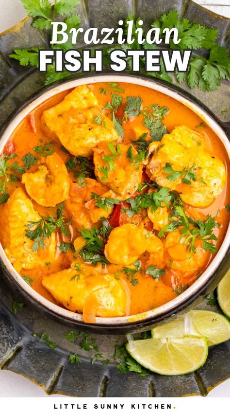 Brazilian Shrimp Stew, Tilapia Stew, Coconut Lime Sauce, Fish Stew Recipes Coconut Milk, Sicilian Fish Stew, Brazilian Fish Stew, Brazilian Shrimp And Fish Stew (moqueca), Fish Stew Recipes, Fish Meals