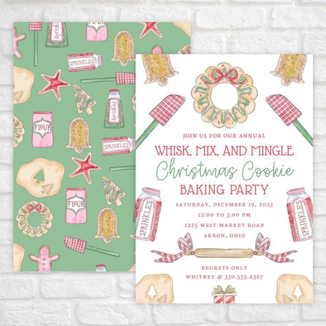 Christmas Cookie Baking Party, Cookie Decorating Christmas, Cookie Baking Party, Christmas Cookie Baking, Christmas Party Invitation Template, Cookie Decorating Party, Decorating Party, Baking Party, Christmas Party Invitation