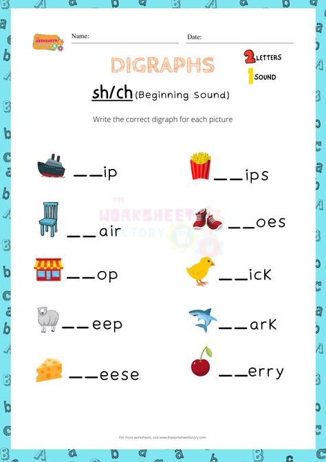 Ch Digraph Worksheet, Diagraph Worksheet For Kids, Og Phonics, Fish Lunch, Adjectives Grammar, Lunch School, Ch Words, Digraphs Worksheets, Sand Writing